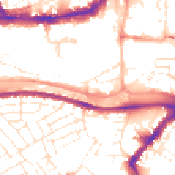 Daytime road noise heatmap for BS1 6UW