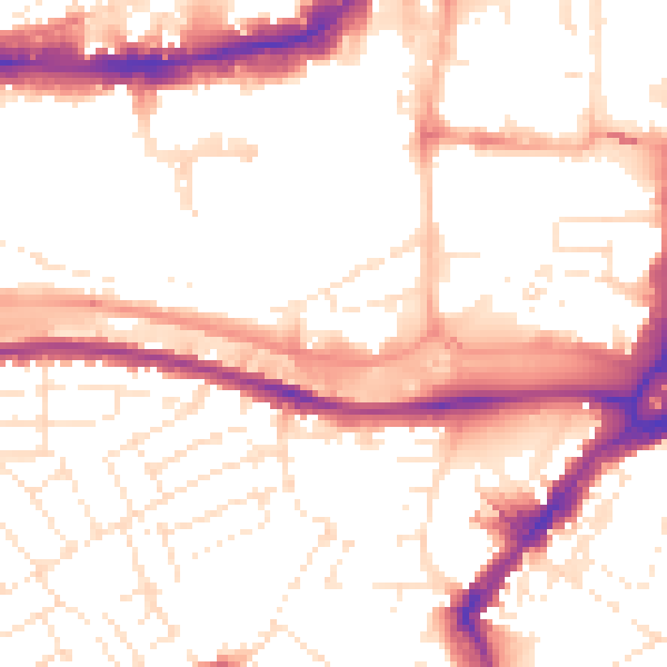 Daytime road noise heatmap for BS1 6WD