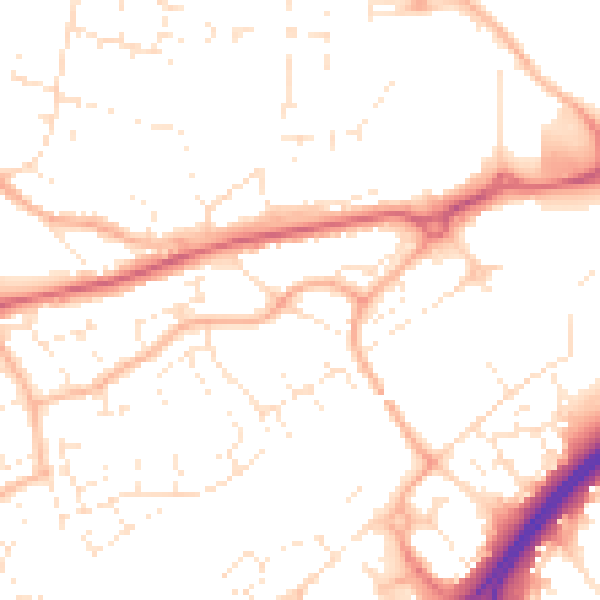 Daytime road noise heatmap for BS22 6BD