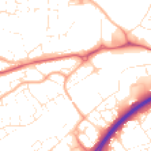 Daytime road noise heatmap for BS22 6BY