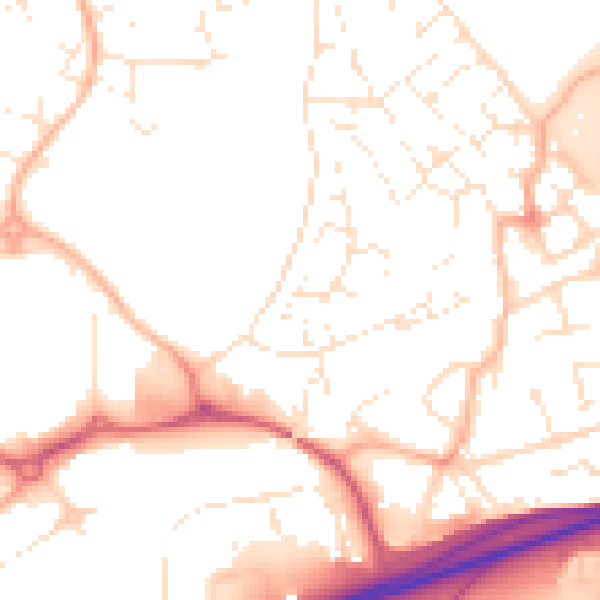 Daytime road noise heatmap for BS22 7EZ