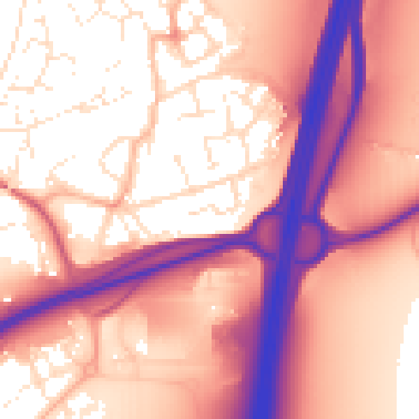 Daytime road noise heatmap for BS22 7SQ