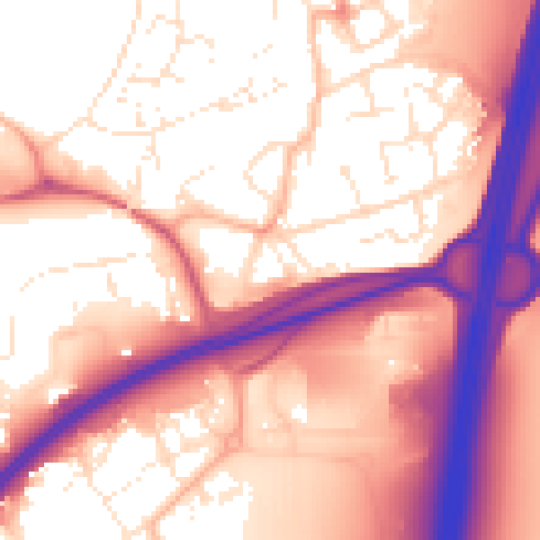Daytime road noise heatmap for BS22 7XA