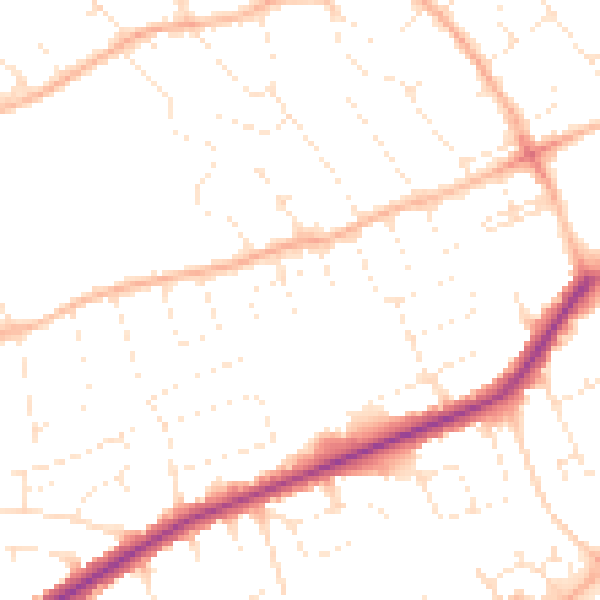Daytime road noise heatmap for BS22 8AN