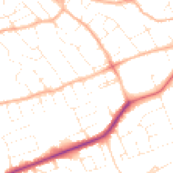 Daytime road noise heatmap for BS22 8EW