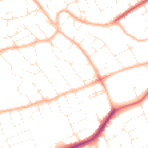 Daytime road noise heatmap for BS22 8EY