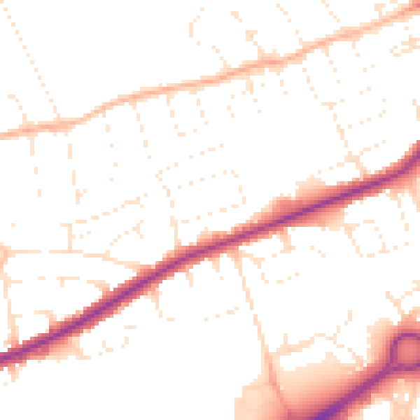 Daytime road noise heatmap for BS22 8LN