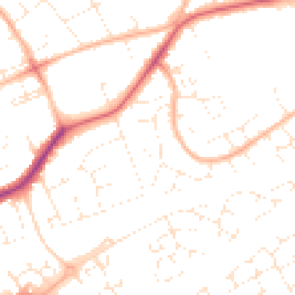 Daytime road noise heatmap for BS22 8SE