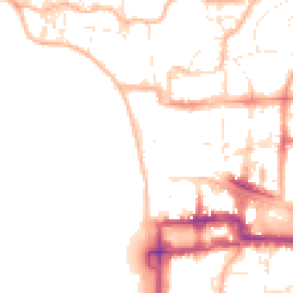 Daytime road noise heatmap for BS23 1AH