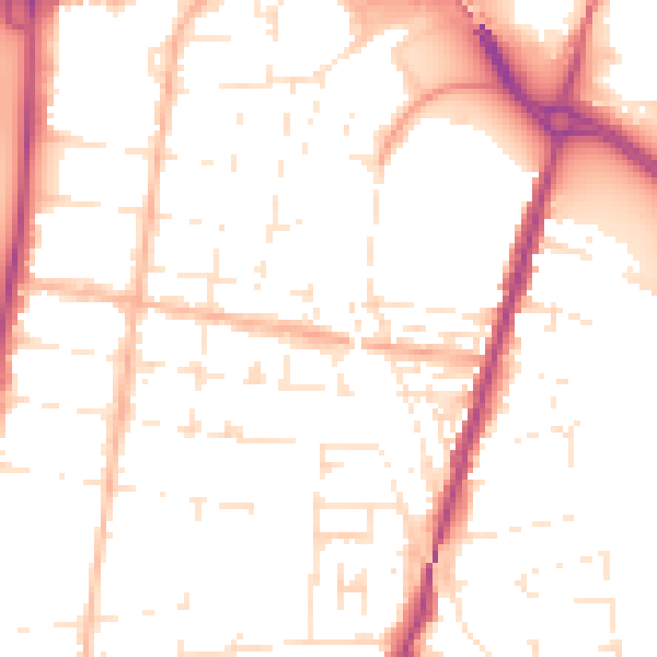 Daytime road noise heatmap for BS23 1DE