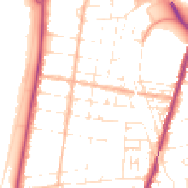 Daytime road noise heatmap for BS23 1EN