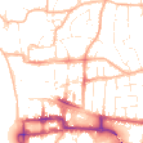 Daytime road noise heatmap for BS23 1RN