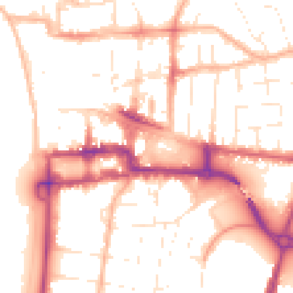 Daytime road noise heatmap for BS23 1XB