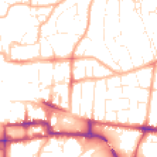 Daytime road noise heatmap for BS23 3AA