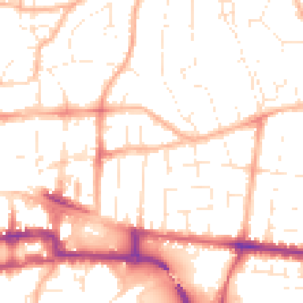 Daytime road noise heatmap for BS23 3AJ