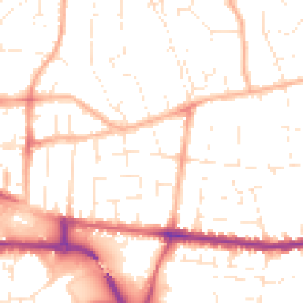 Daytime road noise heatmap for BS23 3EE