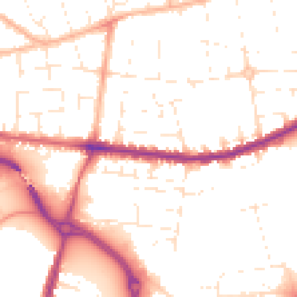 Daytime road noise heatmap for BS23 3ER