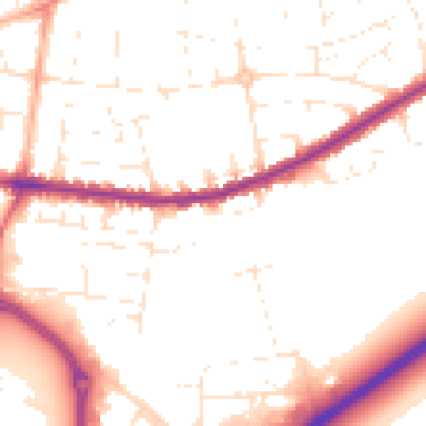 Daytime road noise heatmap for BS23 3JA