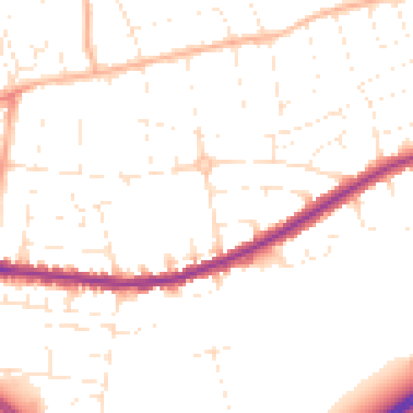 Daytime road noise heatmap for BS23 3JD