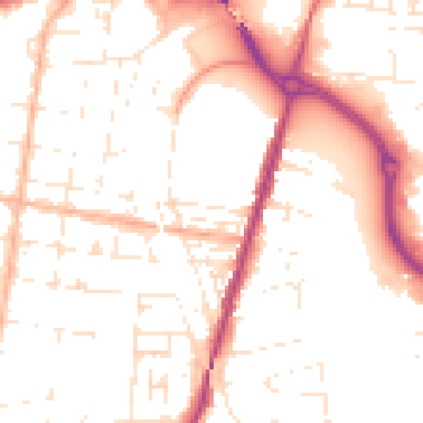 Daytime road noise heatmap for BS23 3PY