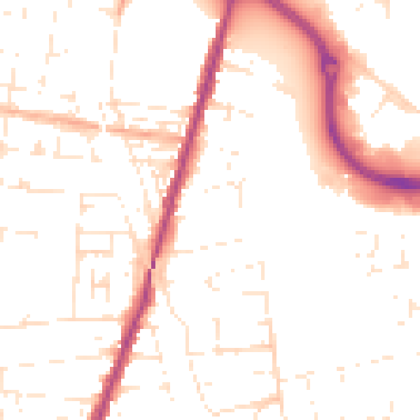 Daytime road noise heatmap for BS23 3QJ
