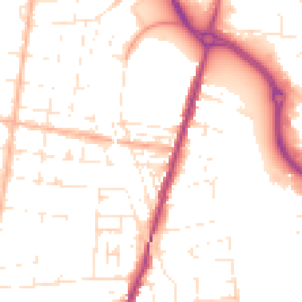 Daytime road noise heatmap for BS23 3QQ
