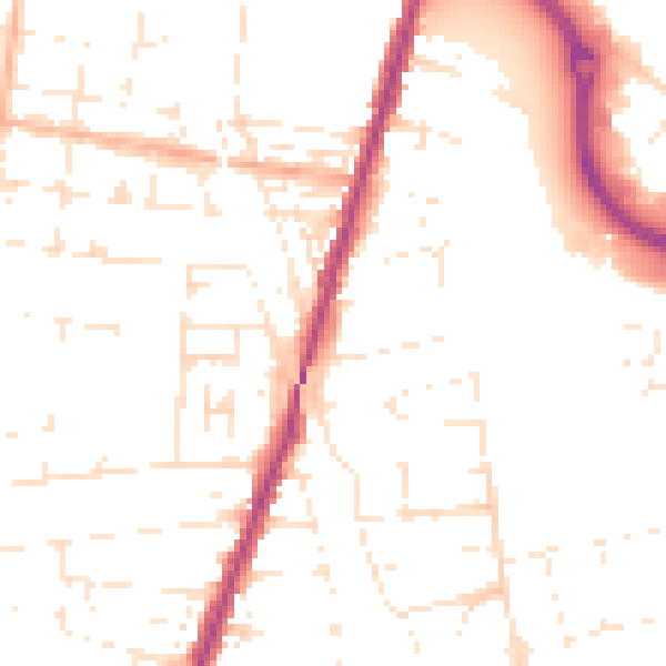Daytime road noise heatmap for BS23 3RA