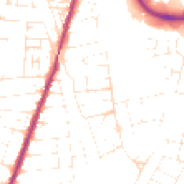 Daytime road noise heatmap for BS23 3RQ