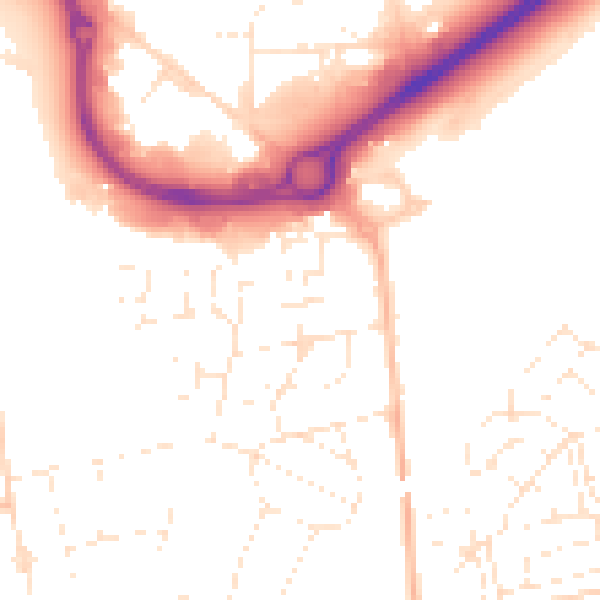 Daytime road noise heatmap for BS23 3WN