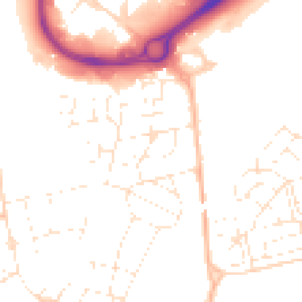 Daytime road noise heatmap for BS23 3XL