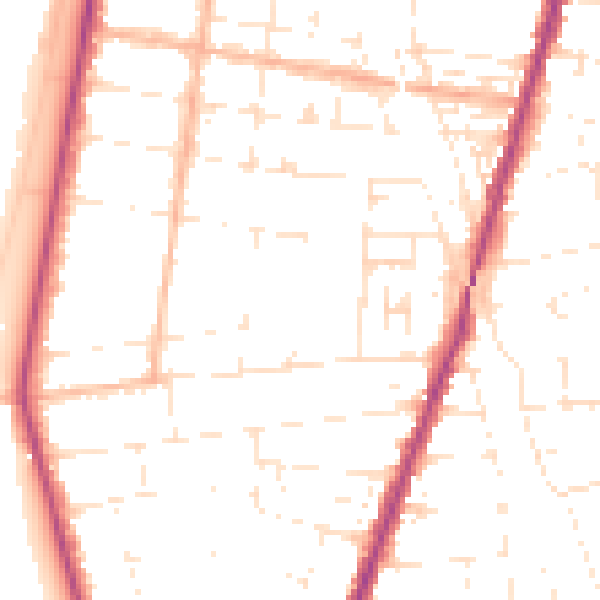 Daytime road noise heatmap for BS23 4AQ