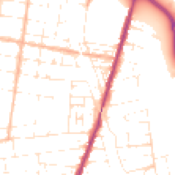 Daytime road noise heatmap for BS23 4DA