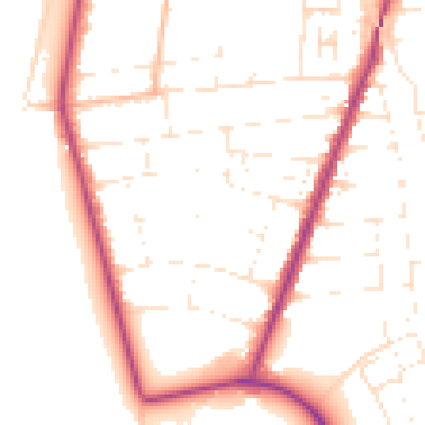 Daytime road noise heatmap for BS23 4JW