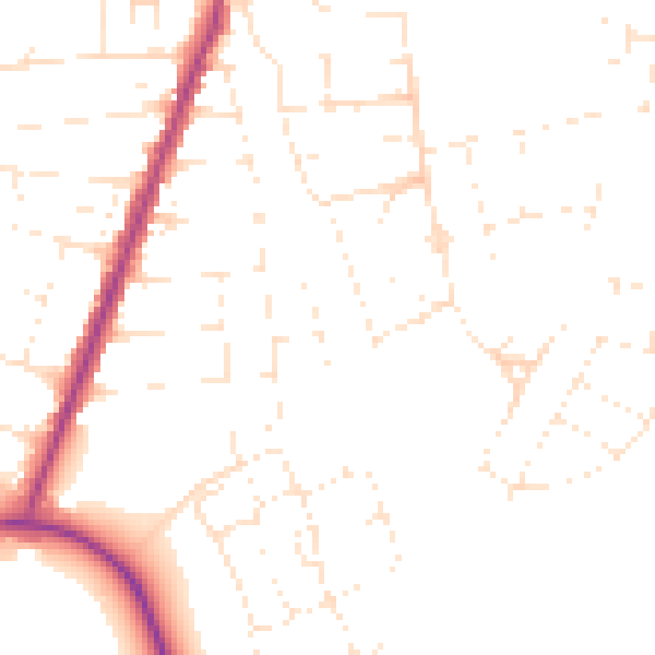 Daytime road noise heatmap for BS23 4LL