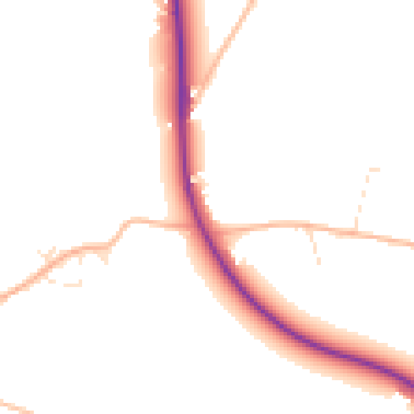 Daytime road noise heatmap for BS24 0DA