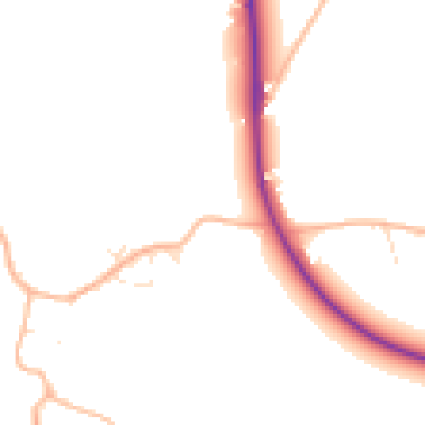 Daytime road noise heatmap for BS24 0DE