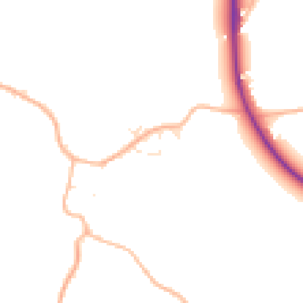 Daytime road noise heatmap for BS24 0DJ
