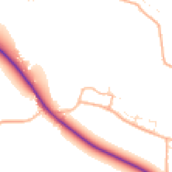 Daytime road noise heatmap for BS24 0QE