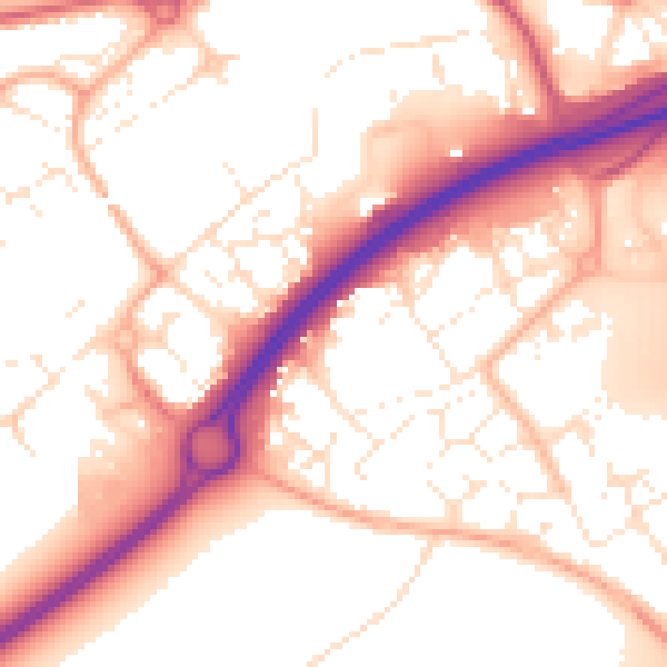 Daytime road noise heatmap for BS24 7BA