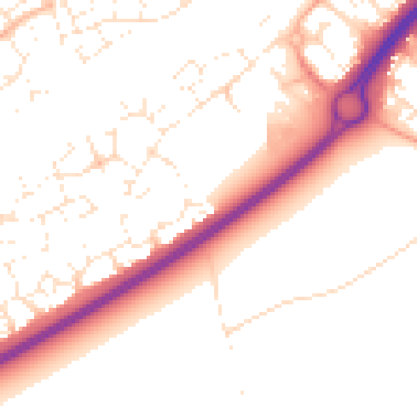Daytime road noise heatmap for BS24 7BJ