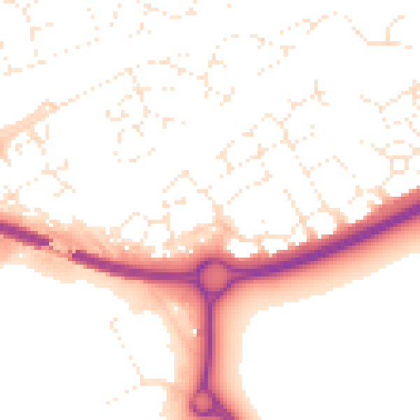 Daytime road noise heatmap for BS24 7FE