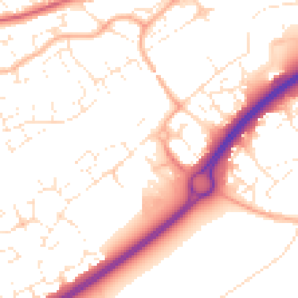 Daytime road noise heatmap for BS24 7FN