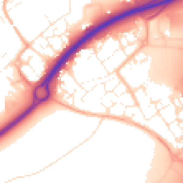 Daytime road noise heatmap for BS24 7FR