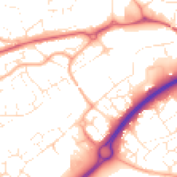 Daytime road noise heatmap for BS24 7FY