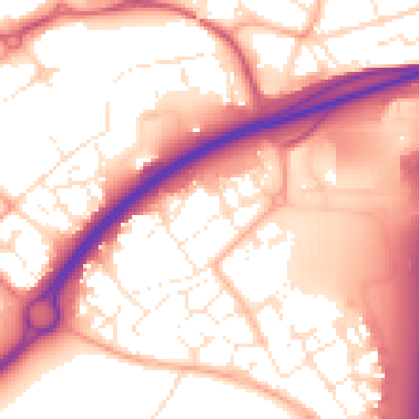 Daytime road noise heatmap for BS24 7GL
