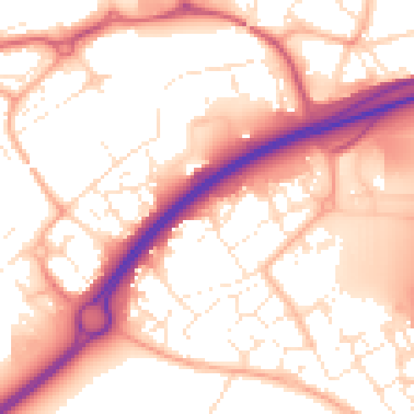 Daytime road noise heatmap for BS24 7GR