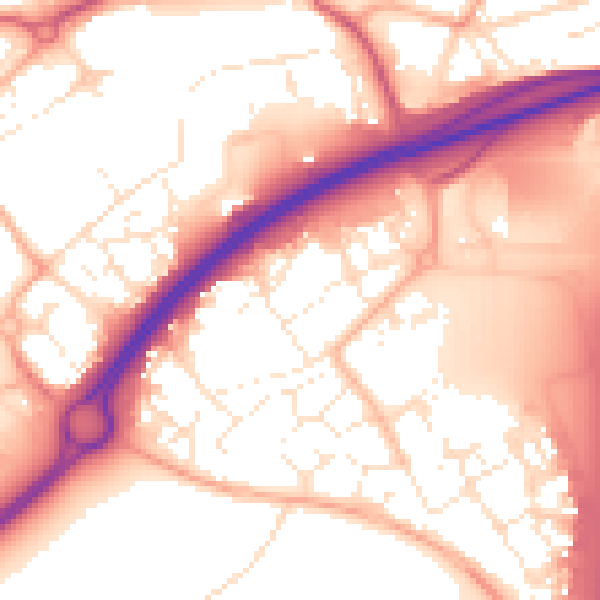 Daytime road noise heatmap for BS24 7GS