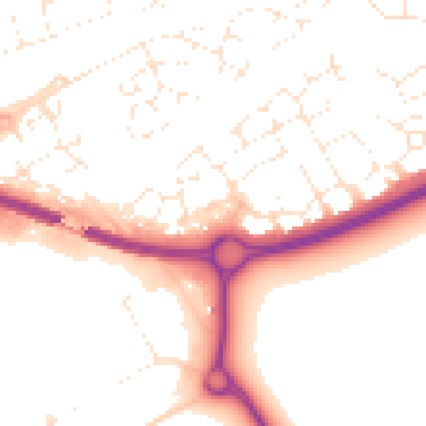 Daytime road noise heatmap for BS24 7LA