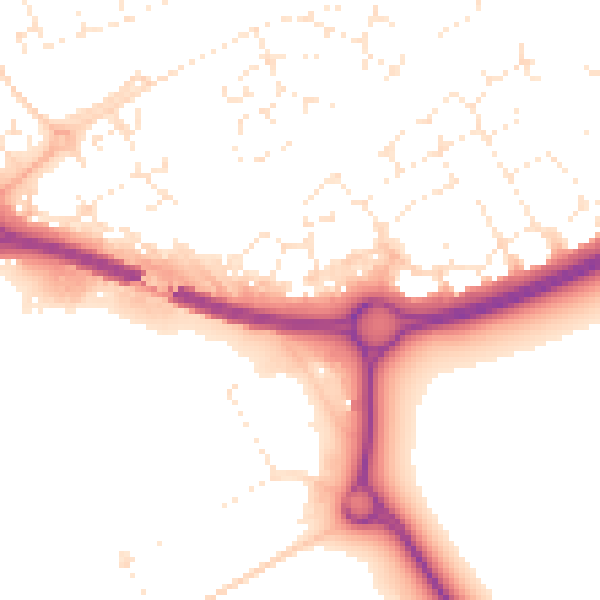 Daytime road noise heatmap for BS24 7LB