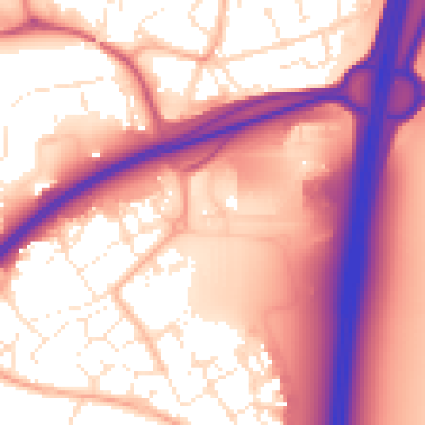 Daytime road noise heatmap for BS24 7PG